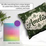 Custom Name Classic White Fir Trees Style Green Seamless Pattern Square Filled Cushion Throw Pillow Sofa Bed Home Decor Zip Washable UK Made