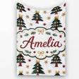 Festive Embroidered Christmas Trees Stars Seamless Pattern Lovely  Personalised Custom Name Super Soft Fleece Blanket Bed Sofa Throw