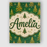 Personalised Name Golden Christmas Trees Custom  Unique Gift Idea Elegant Feature Canvas Wall Art Print Decor Picture Ready to Hang