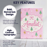 Personalised Name Cute Christmas Trees Custom  Modern Room Accent Elegant Feature Canvas Wall Art Print Decor Picture Ready to Hang