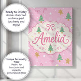 Personalised Name Cute Christmas Trees Custom  Modern Room Accent Elegant Feature Canvas Wall Art Print Decor Picture Ready to Hang