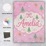 Personalised Name Cute Christmas Trees Custom  Modern Room Accent Elegant Feature Canvas Wall Art Print Decor Picture Ready to Hang