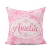 Custom Name Soft Pink Winter Dreamy Glow Seamless Pattern Lovely Square Filled Cushion Throw Pillow Sofa Bed Home Decor Zip Washable UK Made