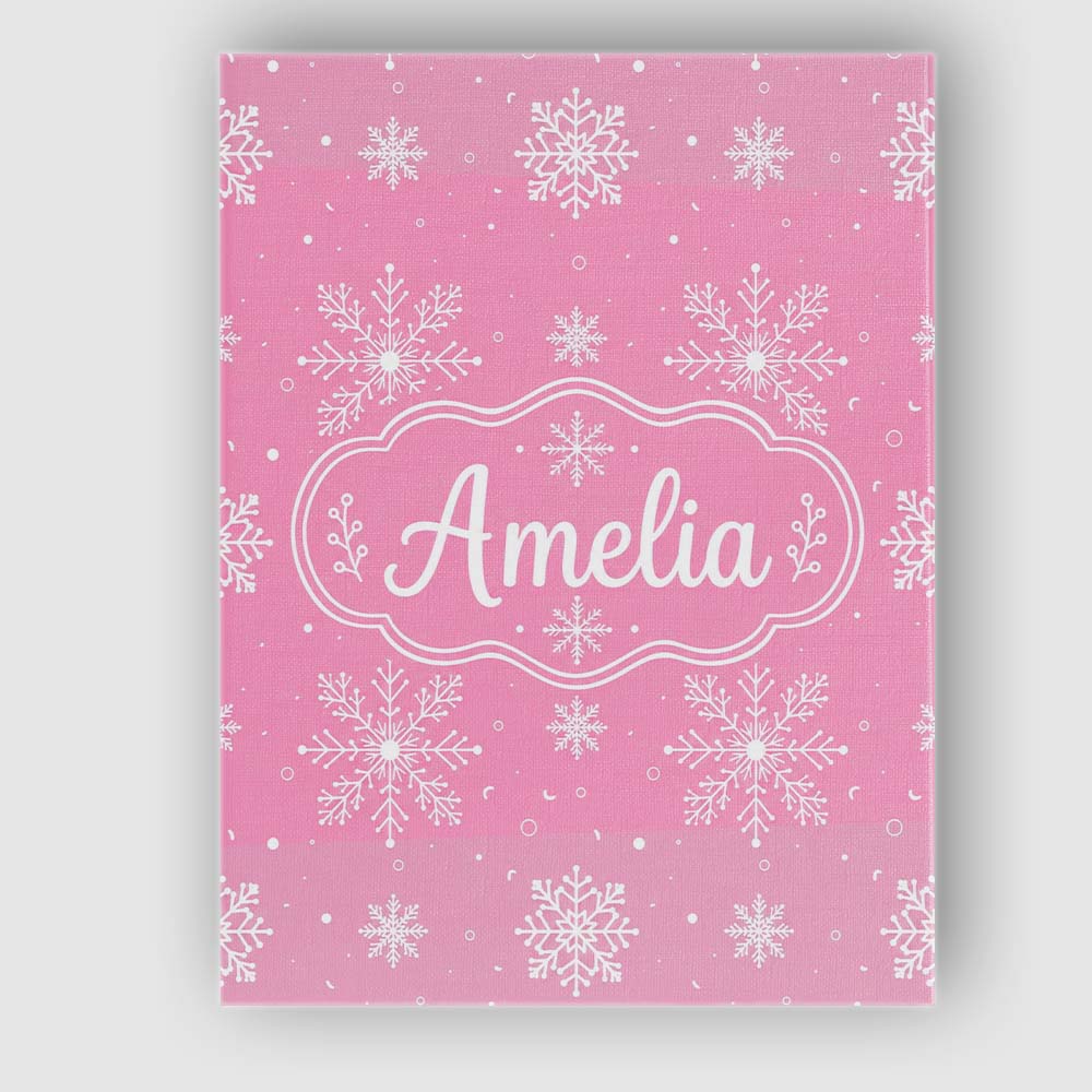 Personalised Name Cute Pink Snowflakes Custom  Modern Room Accent Elegant Feature Canvas Wall Art Print Decor Picture Ready to Hang