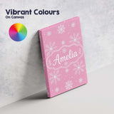 Personalised Name Cute Pink Snowflakes Custom  Modern Room Accent Elegant Feature Canvas Wall Art Print Decor Picture Ready to Hang