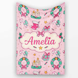 Cute Christmas Wreaths Gifts Candy Canes Seamless Pattern Lovely  Personalised Custom Name Super Soft Fleece Blanket Bed Sofa Throw