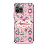 Cute Christmas Wreaths Gifts Candy Canes Seamless Custom Name Protective Phone Case Mobile Cover Durable Everyday Smartphone Shock Resistant