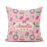 Custom Name Christmas Wreaths Gifts Candy Canes Seamless Pattern Square Filled Cushion Throw Pillow Sofa Bed Home Decor Zip Washable UK Made