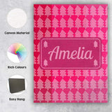 Personalised Name Minimal Pink Christmas Custom  Unique Gift Idea Elegant Feature Canvas Wall Art Print Decor Picture Ready to Hang