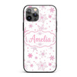 Elegant Pink Snowflakes White Background Seamless Custom Name Protective Phone Case Mobile Cover Durable Everyday Smartphone Shock Resistant
