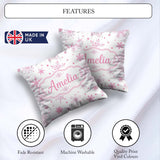 Custom Name Elegant Snowflakes White Background Seamless Pattern Square Filled Cushion Throw Pillow Sofa Bed Home Decor Zip Washable UK Made
