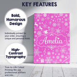 Personalised Name Festive Pink Christmas Custom  Unique Gift Idea Elegant Feature Canvas Wall Art Print Decor Picture Ready to Hang