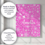Personalised Name Festive Pink Christmas Custom  Unique Gift Idea Elegant Feature Canvas Wall Art Print Decor Picture Ready to Hang