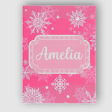 Personalised Name Decorative Pink Snowflakes Custom Bespoke  Contemporary Display Canvas Wall Art Print Decor Picture Ready to Hang