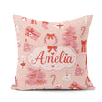Custom Name Cute Pink Christmas Trees Gifts Candy Canes Seamless Square Filled Cushion Throw Pillow Sofa Bed Home Decor Zip Washable UK Made