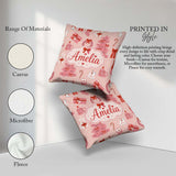 Custom Name Cute Pink Christmas Trees Gifts Candy Canes Seamless Square Filled Cushion Throw Pillow Sofa Bed Home Decor Zip Washable UK Made