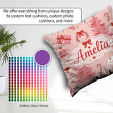 Custom Name Cute Pink Christmas Trees Gifts Candy Canes Seamless Square Filled Cushion Throw Pillow Sofa Bed Home Decor Zip Washable UK Made