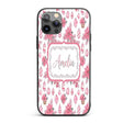 Elegant Pink Christmas Ornaments Holly Leaves Custom Name Protective Phone Case Mobile Cover Durable Everyday Smartphone Shock Resistant