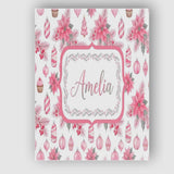 Personalised Name Elegant Pink Christmas Custom  Interior Decorative Contemporary Canvas Wall Art Print Decor Picture Ready to Hang