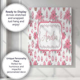 Personalised Name Elegant Pink Christmas Custom  Interior Decorative Contemporary Canvas Wall Art Print Decor Picture Ready to Hang
