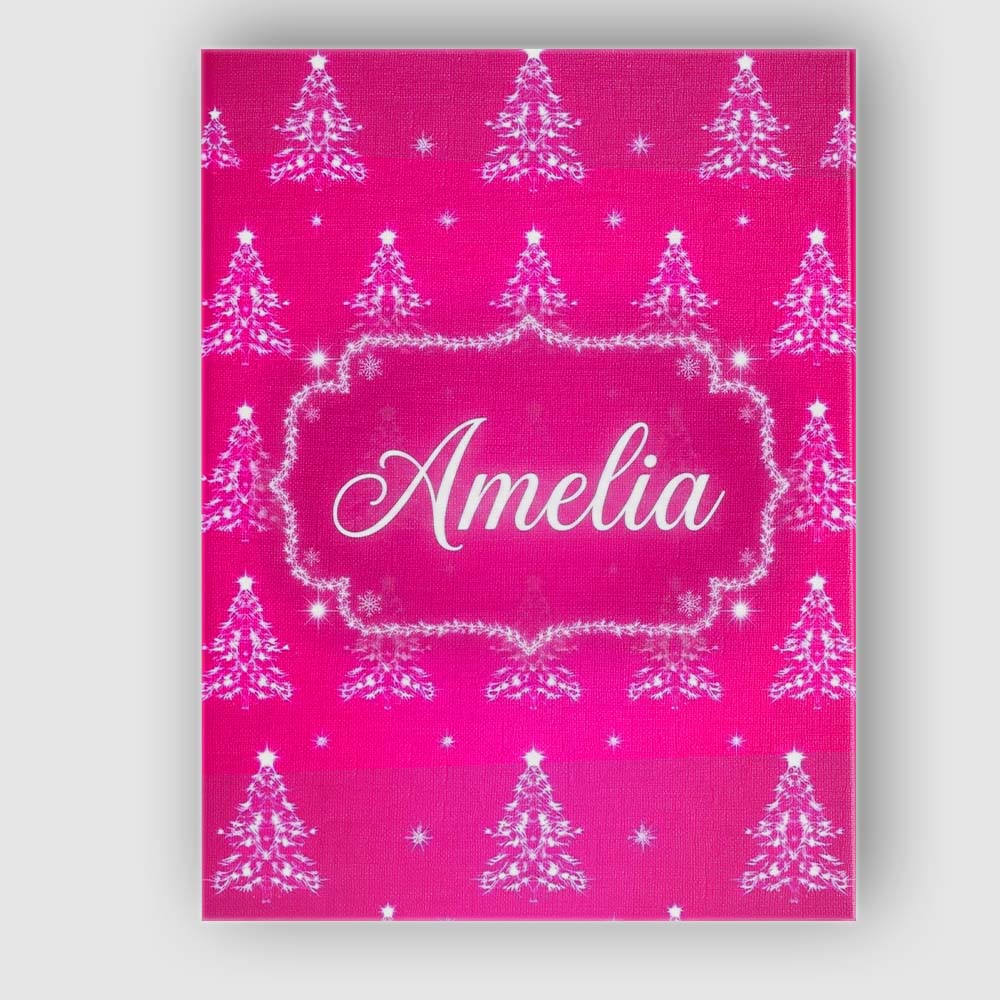 Personalised Name Bright Pink Christmas Custom  Modern Room Accent Elegant Feature Canvas Wall Art Print Decor Picture Ready to Hang