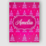 Personalised Name Bright Pink Christmas Custom  Modern Room Accent Elegant Feature Canvas Wall Art Print Decor Picture Ready to Hang