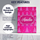Personalised Name Bright Pink Christmas Custom  Modern Room Accent Elegant Feature Canvas Wall Art Print Decor Picture Ready to Hang