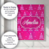 Personalised Name Bright Pink Christmas Custom  Modern Room Accent Elegant Feature Canvas Wall Art Print Decor Picture Ready to Hang