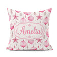 Custom Name Stylish Pink Baubles Stars Holiday Seamless Pattern Square Filled Cushion Throw Pillow Sofa Bed Home Decor Zip Washable UK Made