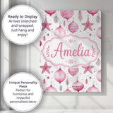 Personalised Name Stylish Pink Baubles Custom  Modern Room Accent Elegant Feature Canvas Wall Art Print Decor Picture Ready to Hang