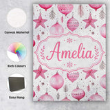 Personalised Name Stylish Pink Baubles Custom  Modern Room Accent Elegant Feature Canvas Wall Art Print Decor Picture Ready to Hang