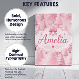 Personalised Name Soft Pink Snowy Christmas Custom  Bespoke Interior Contemporary Canvas Wall Art Print Decor Picture Ready to Hang