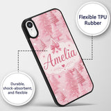 Soft Pink Snowy Christmas Trees Winter Wonderland Custom Name Protective Phone Case Mobile Cover Durable Everyday Smartphone Shock Resistant