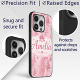 Soft Pink Snowy Christmas Trees Winter Wonderland Custom Name Protective Phone Case Mobile Cover Durable Everyday Smartphone Shock Resistant