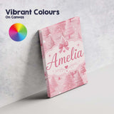 Personalised Name Soft Pink Snowy Christmas Custom  Bespoke Interior Contemporary Canvas Wall Art Print Decor Picture Ready to Hang