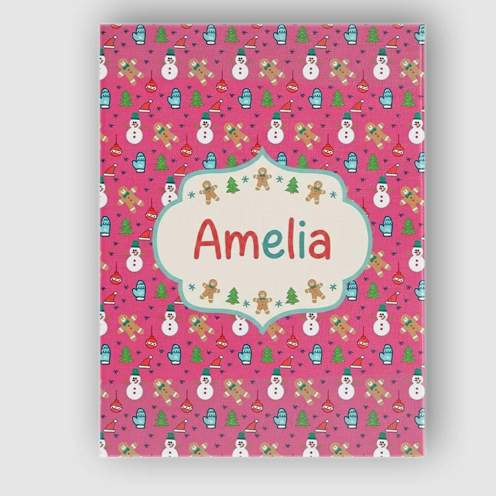 Personalised Name Cute Snowman Gingerbread Custom  Unique Gift Idea Elegant Feature Canvas Wall Art Print Decor Picture Ready to Hang