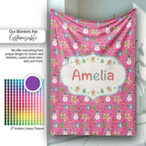 Cute Snowman Gingerbread Mittens Christmas Seamless Pattern Lovely  Personalised Custom Name Super Soft Fleece Blanket Bed Sofa Throw