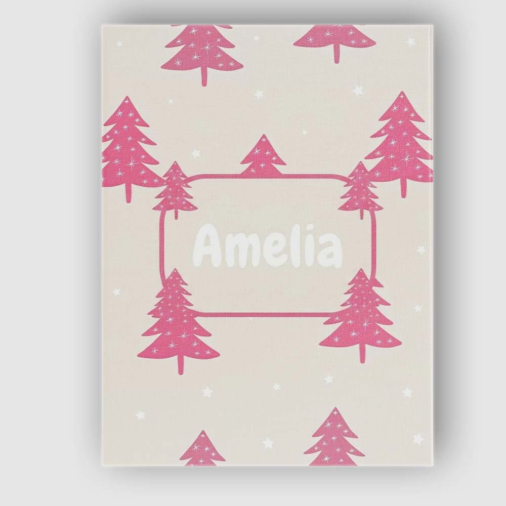 Personalised Name Minimal Pink Christmas Custom  Unique Gift Idea Elegant Feature Canvas Wall Art Print Decor Picture Ready to Hang