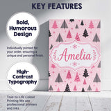 Personalised Name Modern Pink Black Christmas Custom Bespoke  Contemporary Display Canvas Wall Art Print Decor Picture Ready to Hang