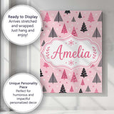 Personalised Name Modern Pink Black Christmas Custom Bespoke  Contemporary Display Canvas Wall Art Print Decor Picture Ready to Hang
