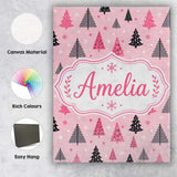 Personalised Name Modern Pink Black Christmas Custom Bespoke  Contemporary Display Canvas Wall Art Print Decor Picture Ready to Hang