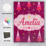 Personalised Name Pink Christmas Trees Custom  Modern Room Accent Elegant Feature Canvas Wall Art Print Decor Picture Ready to Hang