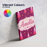 Personalised Name Pink Christmas Trees Custom  Modern Room Accent Elegant Feature Canvas Wall Art Print Decor Picture Ready to Hang