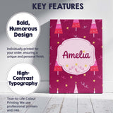 Personalised Name Dark Pink Christmas Trees Custom  Bespoke Interior Contemporary Canvas Wall Art Print Decor Picture Ready to Hang