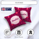Custom Name Dark Christmas Trees Lights Festive Seamless Pattern Square Filled Cushion Throw Pillow Sofa Bed Home Decor Zip Washable UK Made