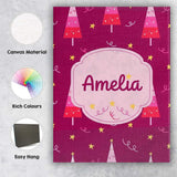 Personalised Name Dark Pink Christmas Trees Custom  Bespoke Interior Contemporary Canvas Wall Art Print Decor Picture Ready to Hang