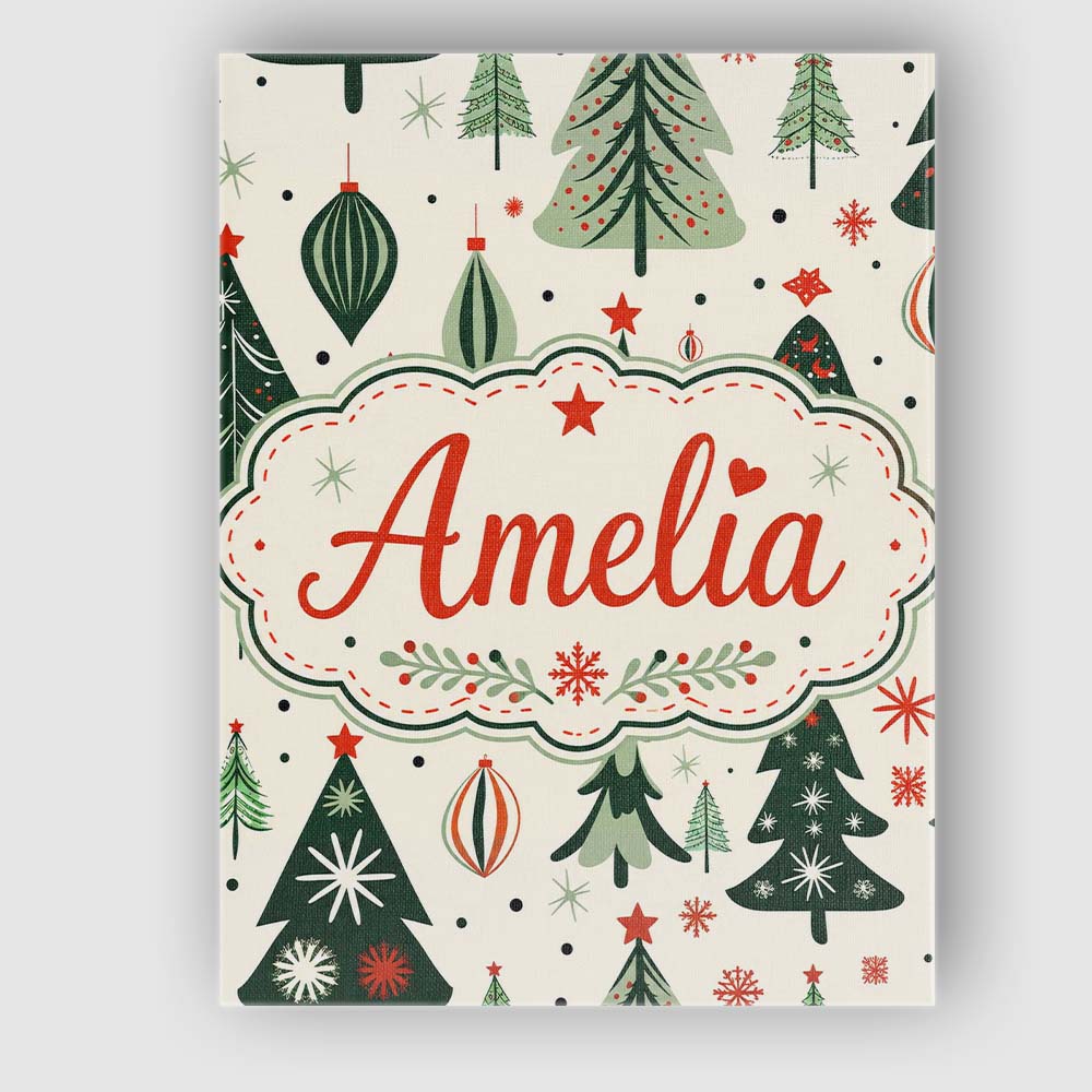 Personalised Name Modern Christmas Trees Custom  Unique Gift Idea Elegant Feature Canvas Wall Art Print Decor Picture Ready to Hang