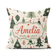 Custom Name Modern Christmas Ornaments Festive Seamless Pattern Square Filled Cushion Throw Pillow Sofa Bed Home Decor Zip Washable UK Made