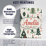Personalised Name Modern Christmas Trees Custom  Unique Gift Idea Elegant Feature Canvas Wall Art Print Decor Picture Ready to Hang
