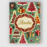 Personalised Name Colorful Christmas Trees Custom  Unique Gift Idea Elegant Feature Canvas Wall Art Print Decor Picture Ready to Hang